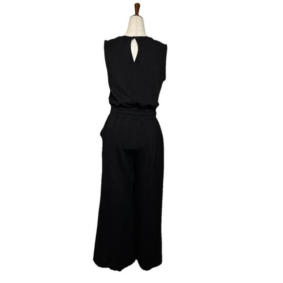 Magaschoni Jumpsuit S Sleeveless Round Neck Wide Leg Black Drawstring Minimalist - Picture 3 of 7